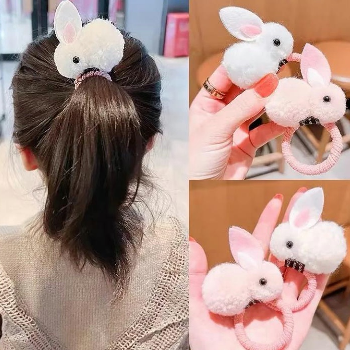 12 Types Ikat Rambut Kelinci Wanita /Kuncir Bulu Elastis Karet Hair Tie/Fashion Korea Lucu /Aksesoris Wanita Anak