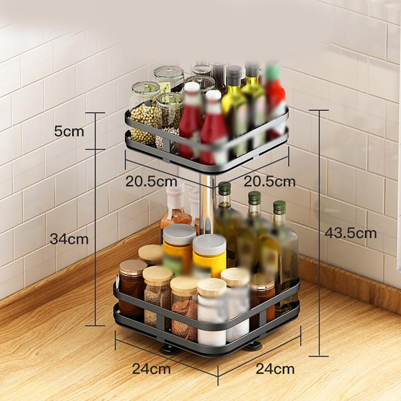 【COD】3 Susun Rak Bumbu Berputar 360°/Rak Penyimpanan Rempah-rempah/Stainless Kitchen Spice Rack