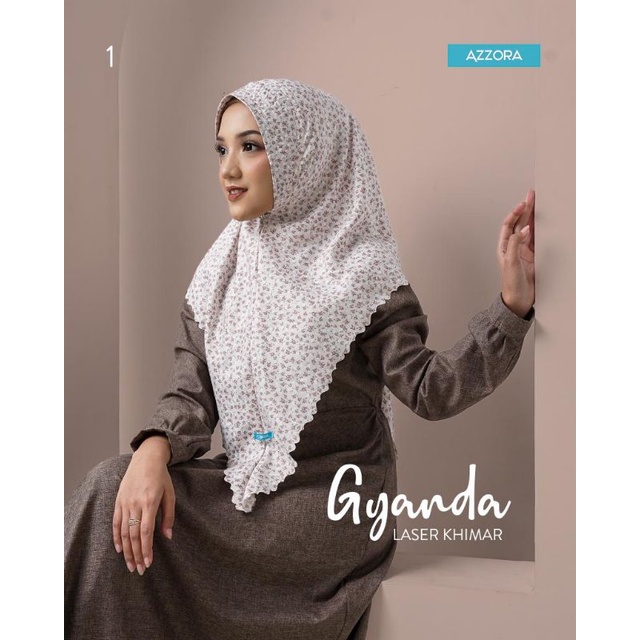 Khimar Hijab Instan Laser Motif Bunga Kecil Pad Antem Syakilaa Printing Gyanda Azzora Size M