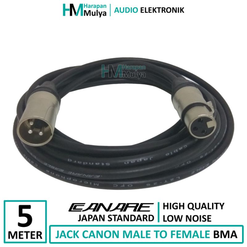 (5 meter) Kabel Mic Microphone CANARE + Jack XLR Canon Male To Female BMA
