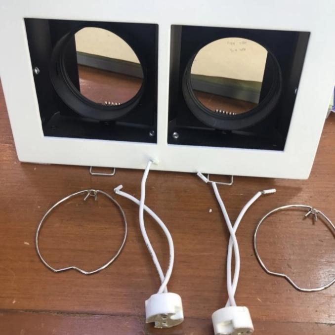 Kap lampu halospot isi 2 MR16/panel 2 gang MR16