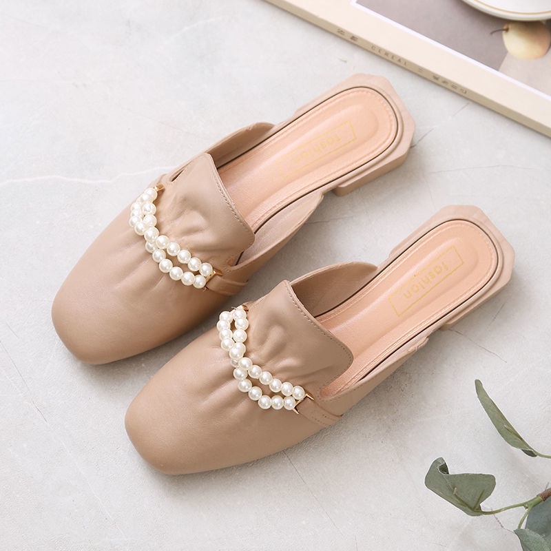 ♫ Megata ♫  SJ019 Sandal Wanita Mutiara Trend Flat/ Fashion