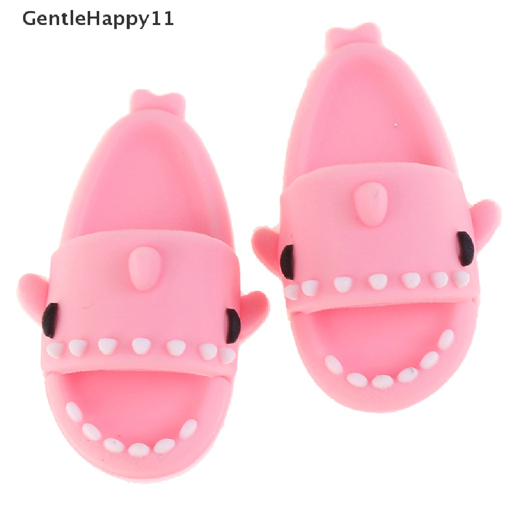 Gentlehappy 1 Pasang Mainan Sandal Selop Bentuk Hiu Skala 1: 12 Untuk Aksesoris Rumah Boneka Ob11 1 / 12