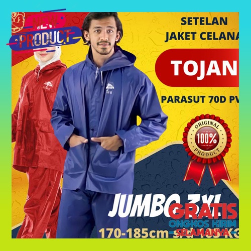 Jas Hujan Premium Kualitas Bagus Dewasa Jumbo Ponco Kangguru T3X5 Jubah Murah Gamis Wanita Polos Set