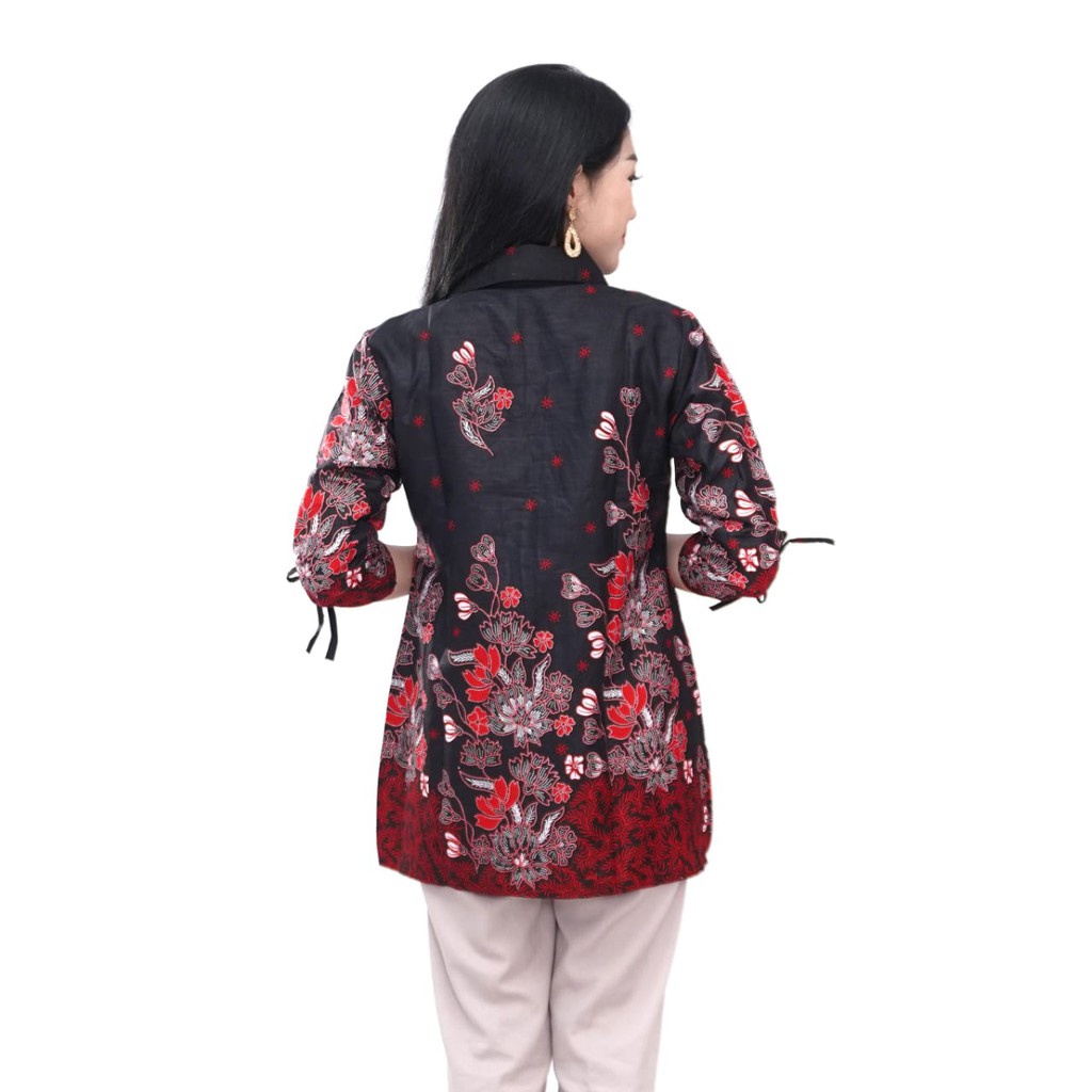 Batik Wanita Atasan Tunik Lengan Panjang Motif SAKURA Ready JUMBO SIZE  S-M-L-XL-XXL-3L-4L-5L