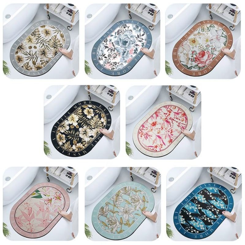 Medan Termurah Motif warna random/ Keset kaki lantai cantik oval import keset toilet