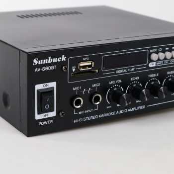 SU4 Ampli Karaoke Stereo Bluetooth 5.0 Dac Sunbuck Home Theater Stereo Amplifier 2 Channel +  Remote 2000 W Av-660bt Black By Pro