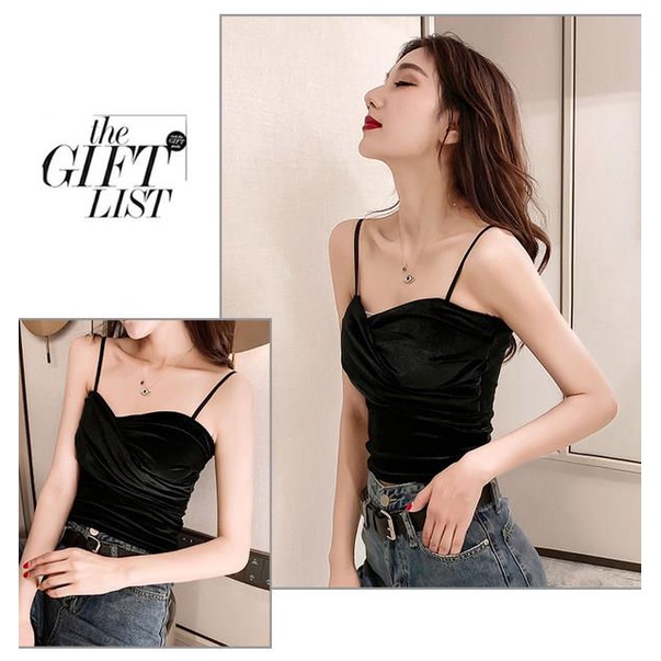 Korean Tank Top Velvet Atasan Wanita 1544 (S-XL)