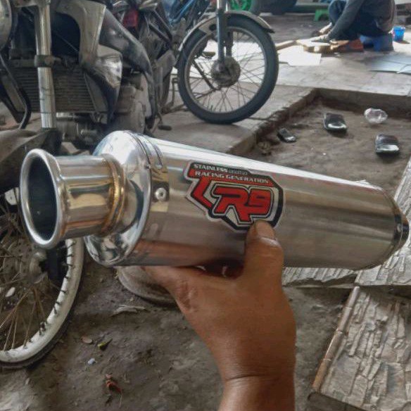 slincer knalpot racing terlaris bulat cincin R9 diameter 50mm vixion,cbr old new (BULAT CINCIN SARAN