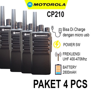 HT Terbaik 4 pcs Motorola CP210 UHF Handy Talky Walkie Talkie 400-470Mhz - Hitam
