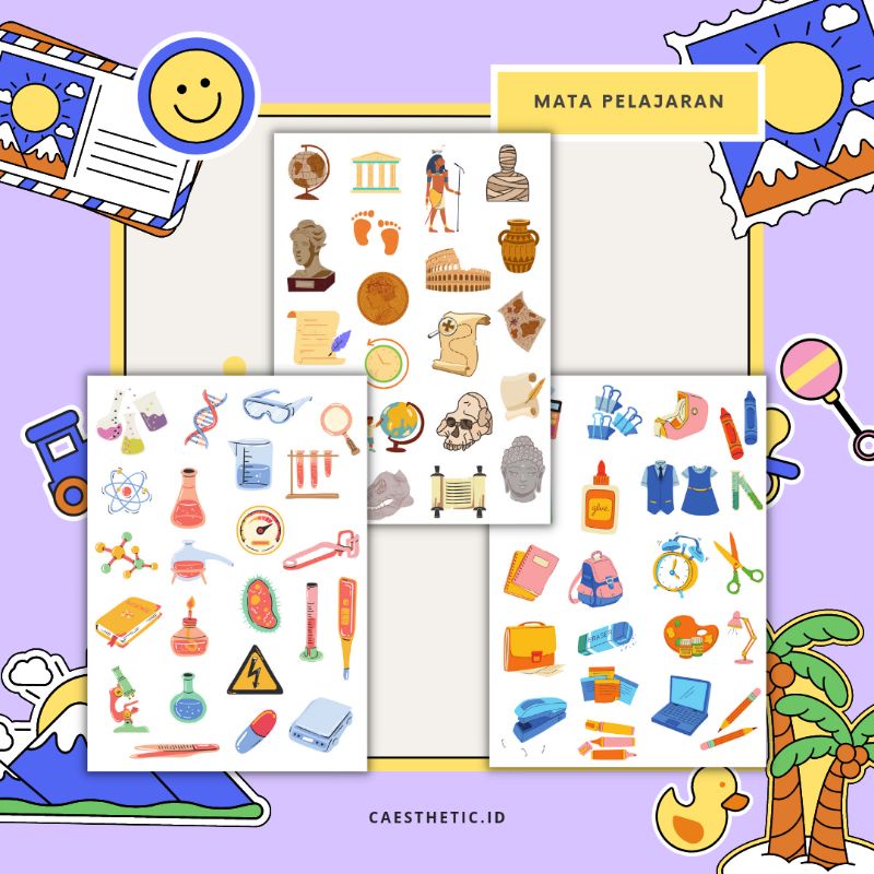 

Sticker Mata Pelajaran - Sticker study - Sticker sains history school - Sticker set