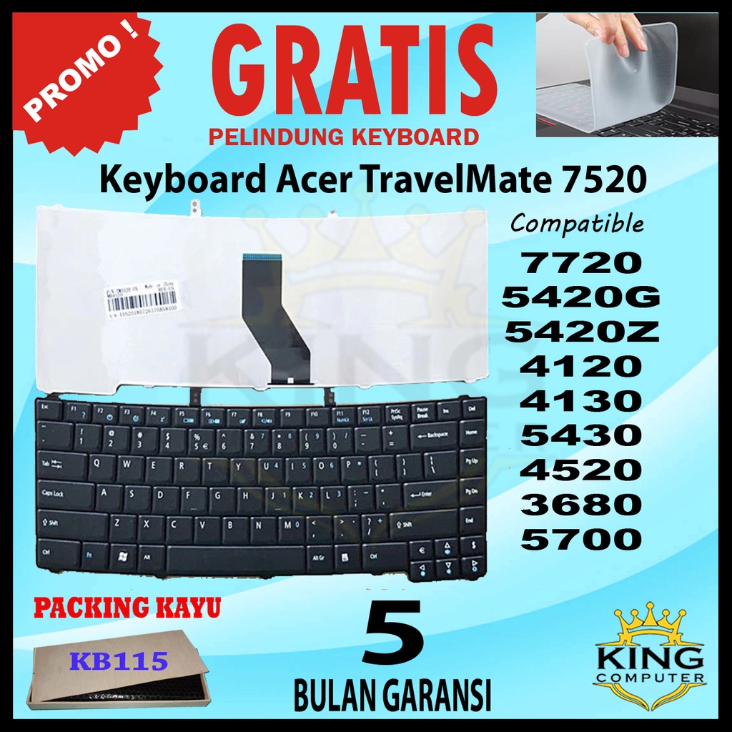 KEYBOARD TRAVELMATE ACER 3680 5700 4520 HITAM GRATIS PELINDUNG KEYBOARD