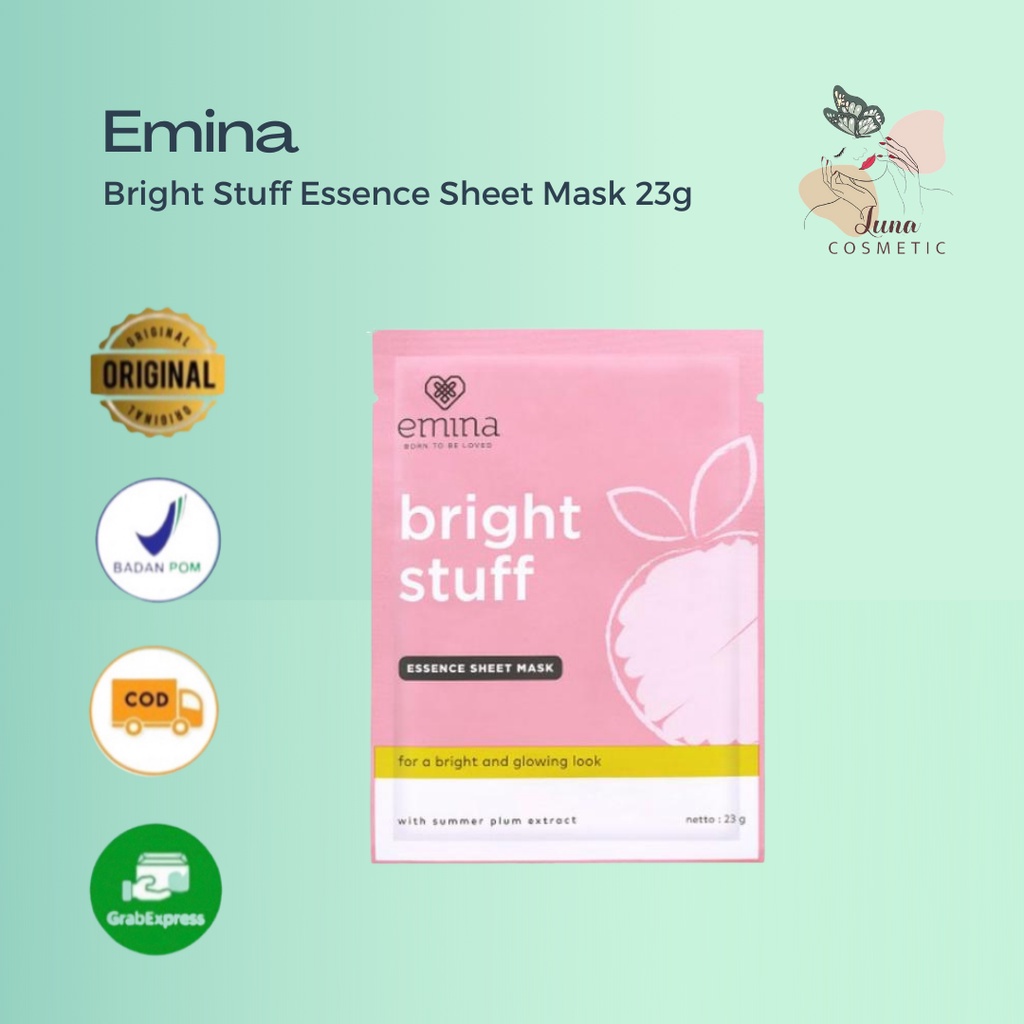 Emina Bright Stuff Essence Sheet Mask 23 g - Masker Wajah Cerah Kenyal