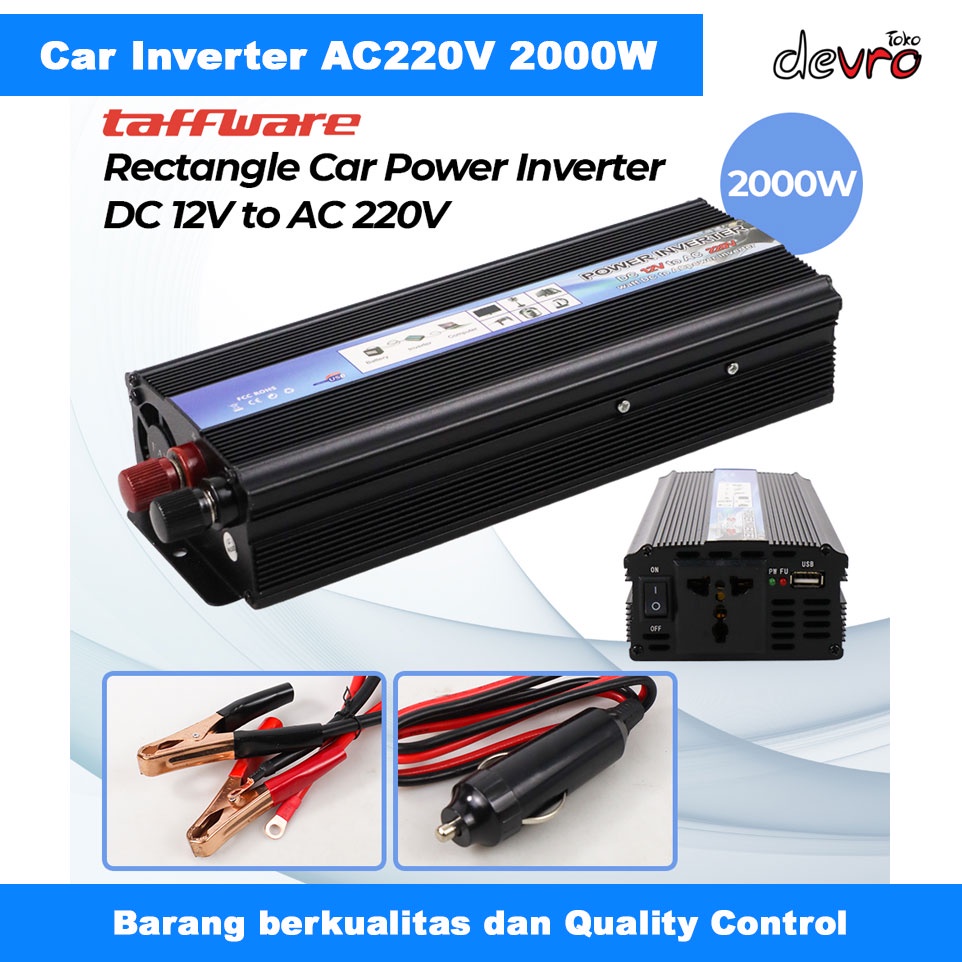 Car Power Inverter Mobil DC 12V to AC 220V 2000Watt 2000W - Taffware PI2000