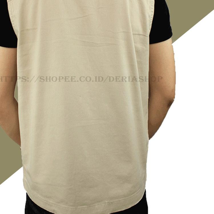 Jaket Rompi Vest Kanvas Fashion Mancing Lapangan Fotografer Kerah Pria Cowok Murah Standar Jumbo