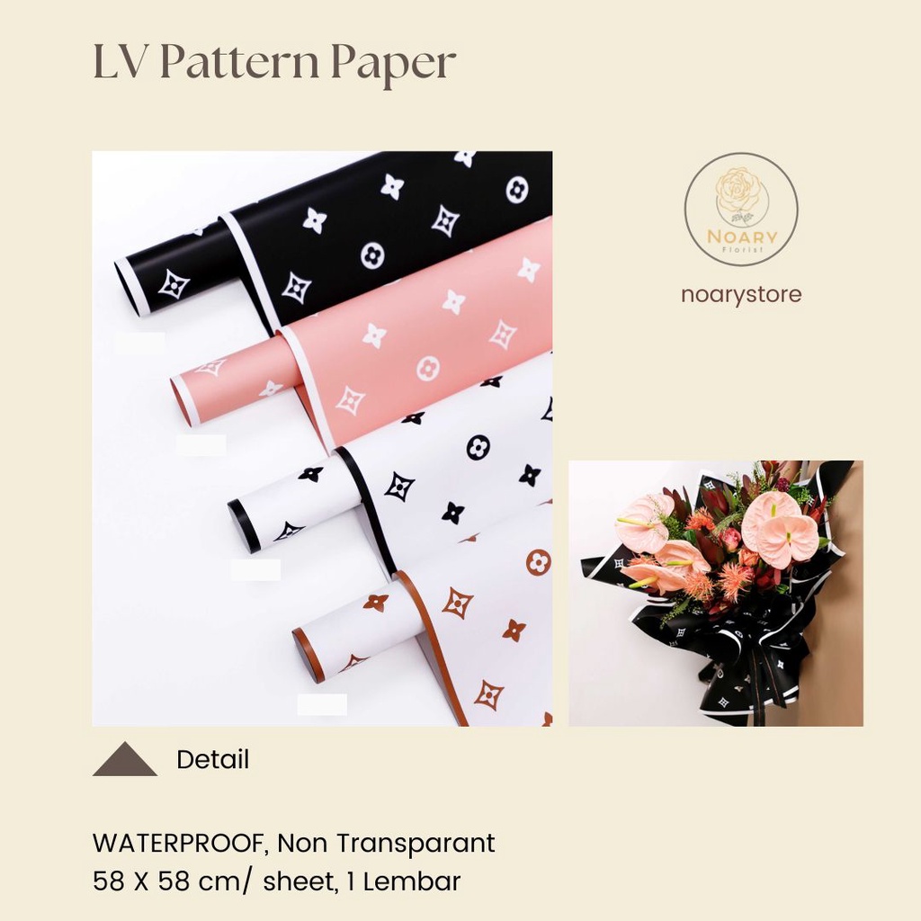 LV Pattern Paper Kertas Bunga Wrapping Cellophane Paperwrap Buket Bunga Bungkusan Bunga / Flower Wrapping / Cellophane / Wrap / Kertas Bunga / Kertas Kado / Flower Paper / Kertas Grosir / Kertas Import / Kertas Cellophane / Florist / Buket Bunga / Florist