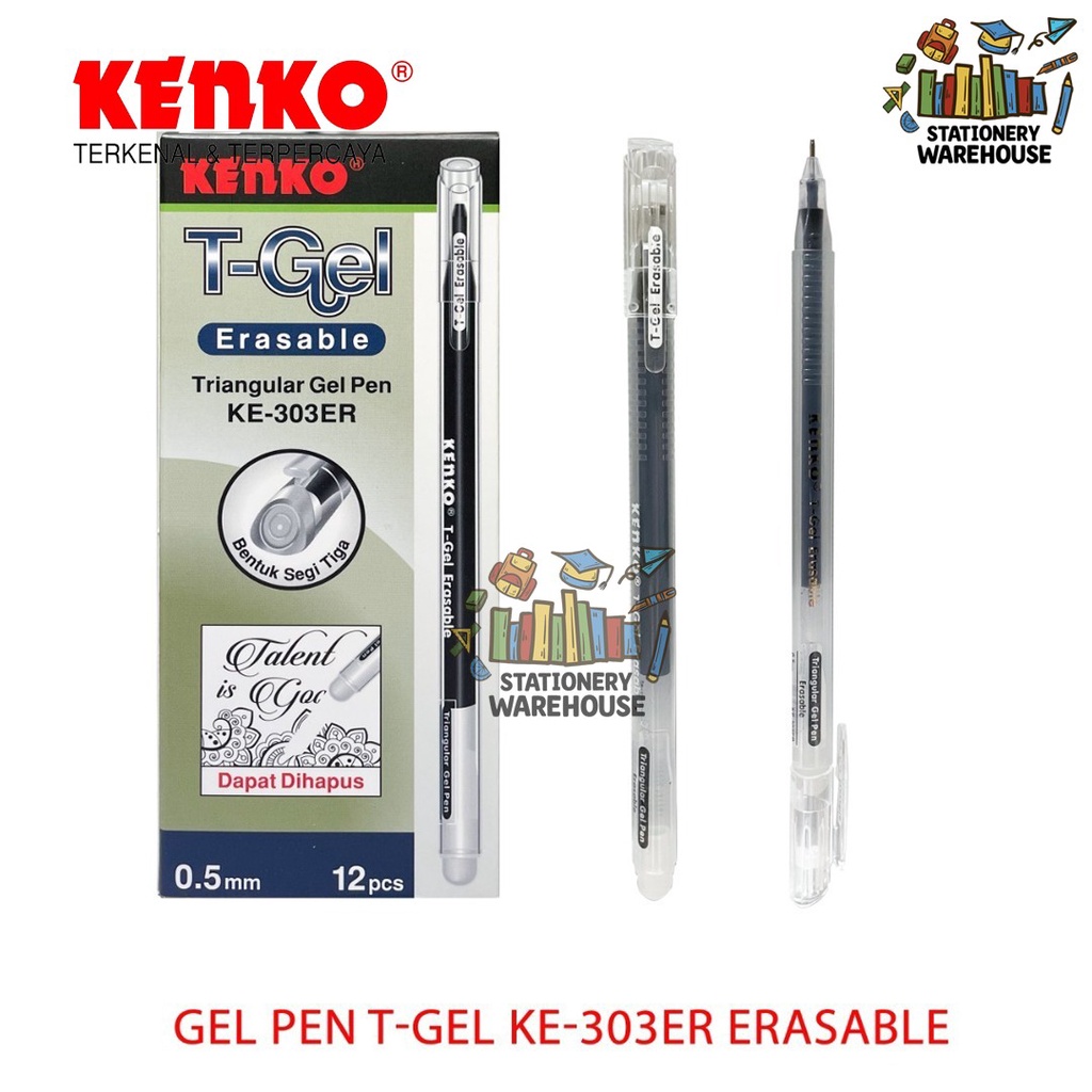 

Gel Pen Erasable KE-303ER T-Gel Triangular Black 0.5MM Pulpen Bisa Dihapus