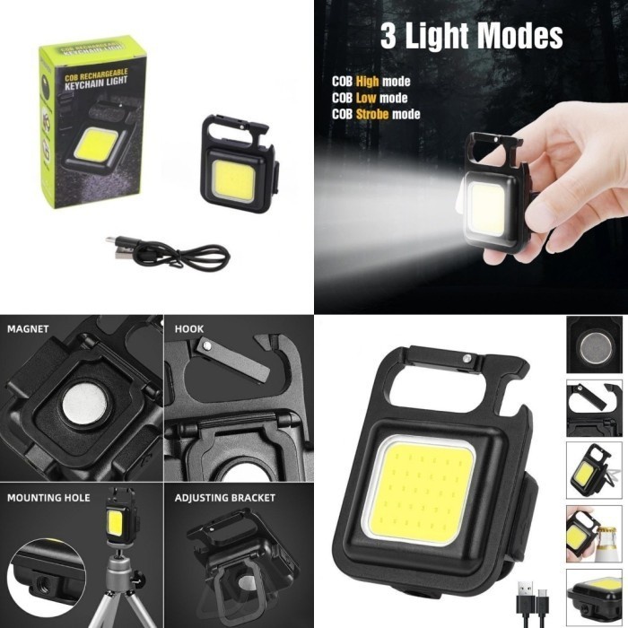 Mini COB keychain light lampu led gantungan kunci Recharge