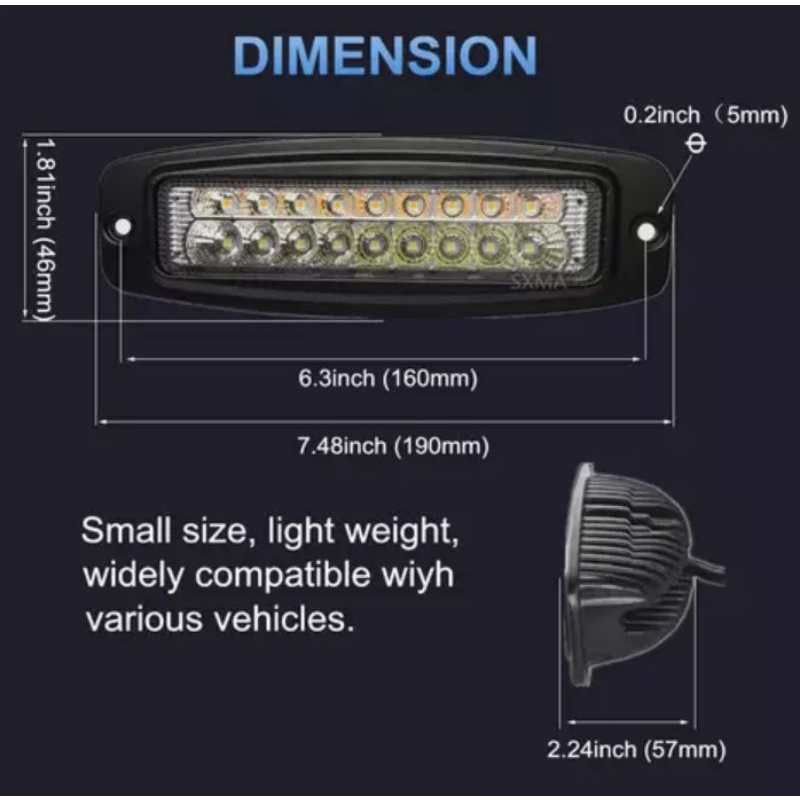 lampu foglamp bemper 2 warna putih kuning merk hrj 18w