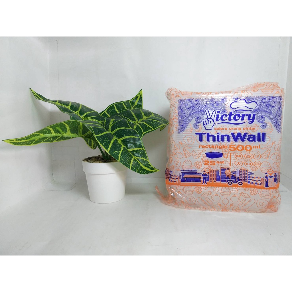 Thinwall Mangkuk Persegi Panjang 500ml + Tutup Thinwal Rectangle Plastik Tempat Makan Baso Bubur Ayam Mie 500 ml