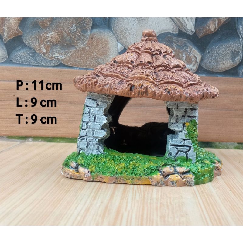 Hiasan aquarium aquascape Gazebo / Gubuk