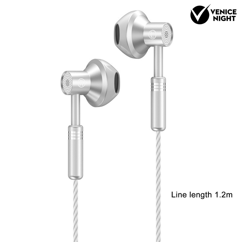 (VNEP) (Berkabel) Earphone Line Control Mega Bass dengan Mikrofon HiFi Sound Half In-ear Music Earbud untuk Ponsel