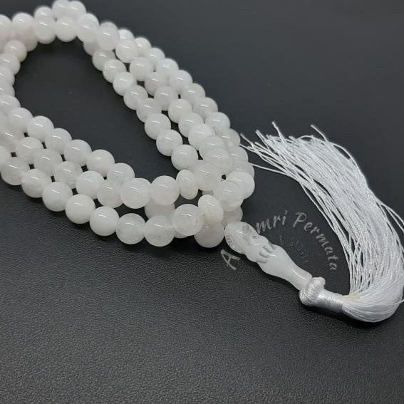 Tasbih Batu Giok Putih Asli 99 Butir - White Jade Original