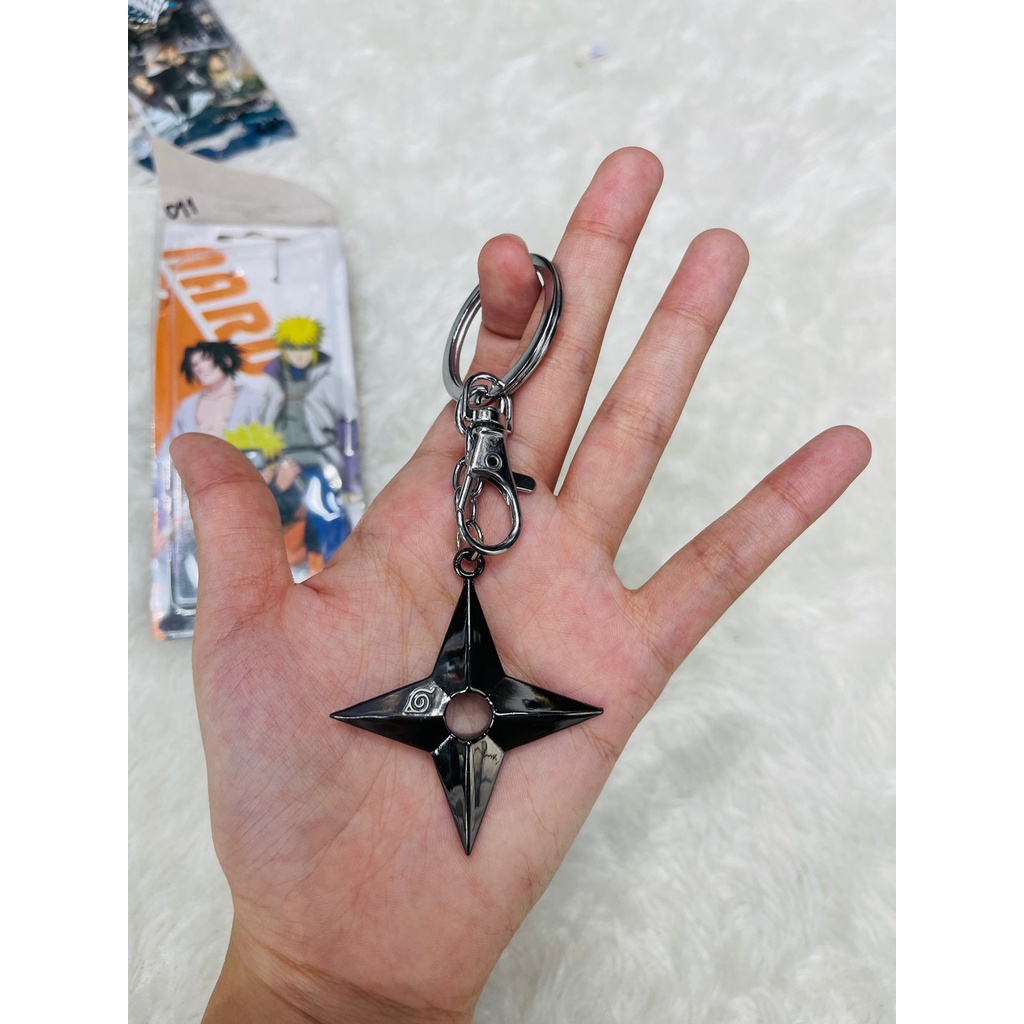 ACC 011 Keychain Ganci Shuriken BLACK Anime Naruto Stainless