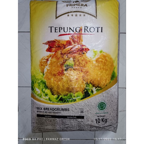 Tepung Roti Primera Panko Mix Breadcrumbs Panir 10kg / 1 Zak Ball Karung GROSIR