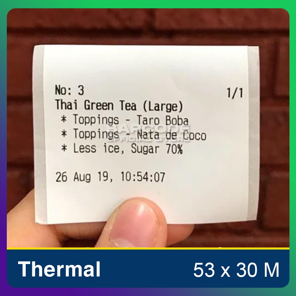 

Label Sticker 58 X 30 M | 53 x 30 | 53 x 80 Thermal Untuk Printer EPSON TM-T82 MOKA POS