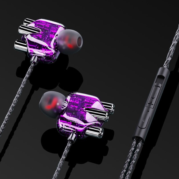 Earphone In-Ear Stereo 4D Super Bass dengan Mic + Kabel Jack 3.5mm - Type Sport Anti Keringat Headseat