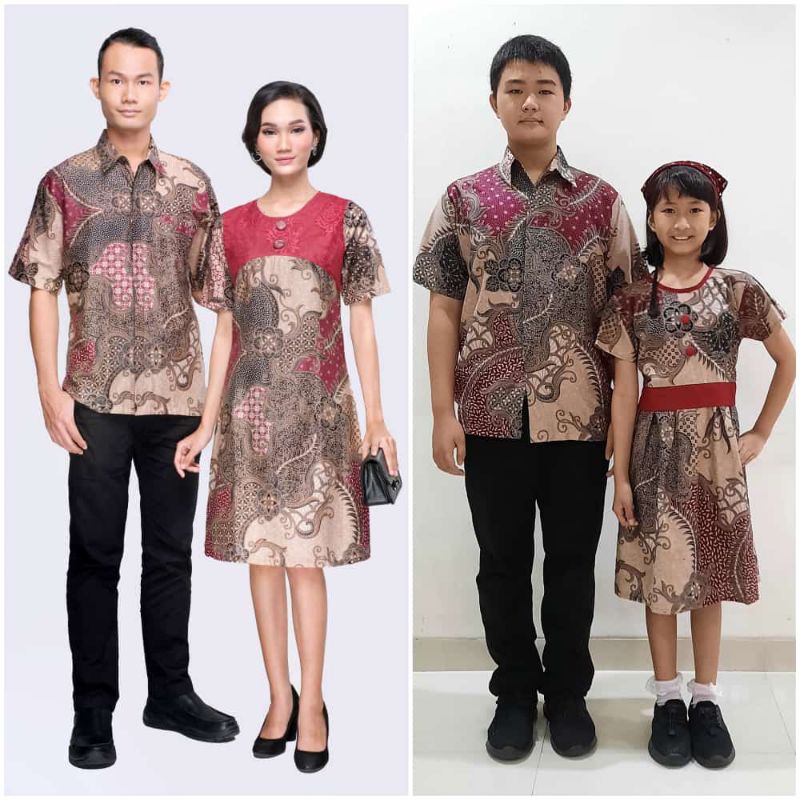 Couple Dress Brokat Batik Keluarga Nikahan/ Dres Batik/ Baju Pasangan NAURA PUTIH MERAH Seragam family dress kerja MAESYA SHERINA/ Batik Pink