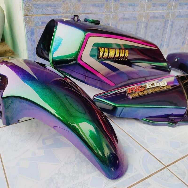 

Cat bunglon pu chameleon green purpel blue 3 warna