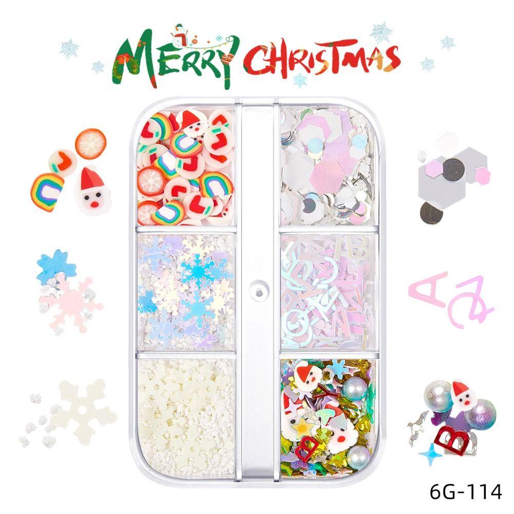 Mxbeauty Natal Dekorasi Nail Art Glitter Warna-Warni Kawaii Manicure Desain Wanita Snowflake Santa Claus Xmas Hadiah Gadis Irisan Lembut