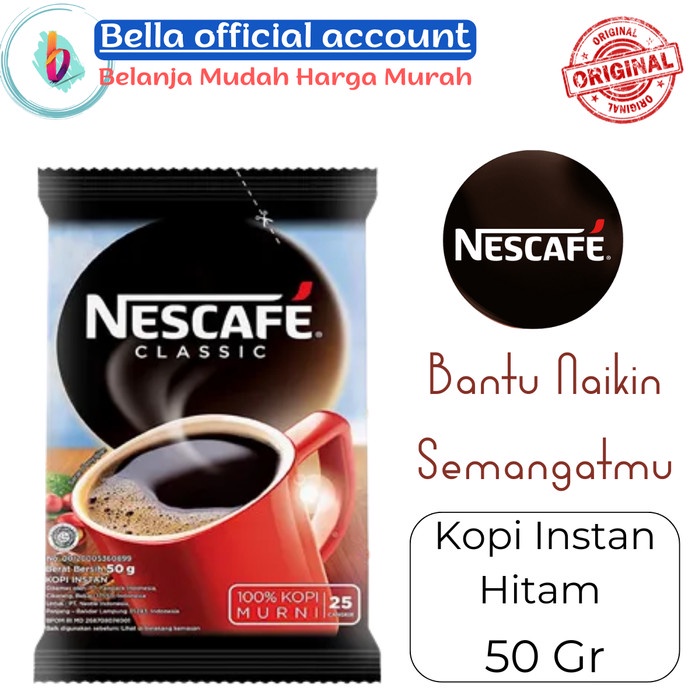 

NESCAFE Classic Kopi Instan Hitam Bag 50 gr