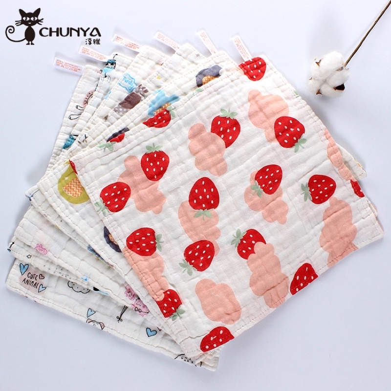 Sapu tangan Bayi bahan katun 6 layer / Waslap anak banyak motif