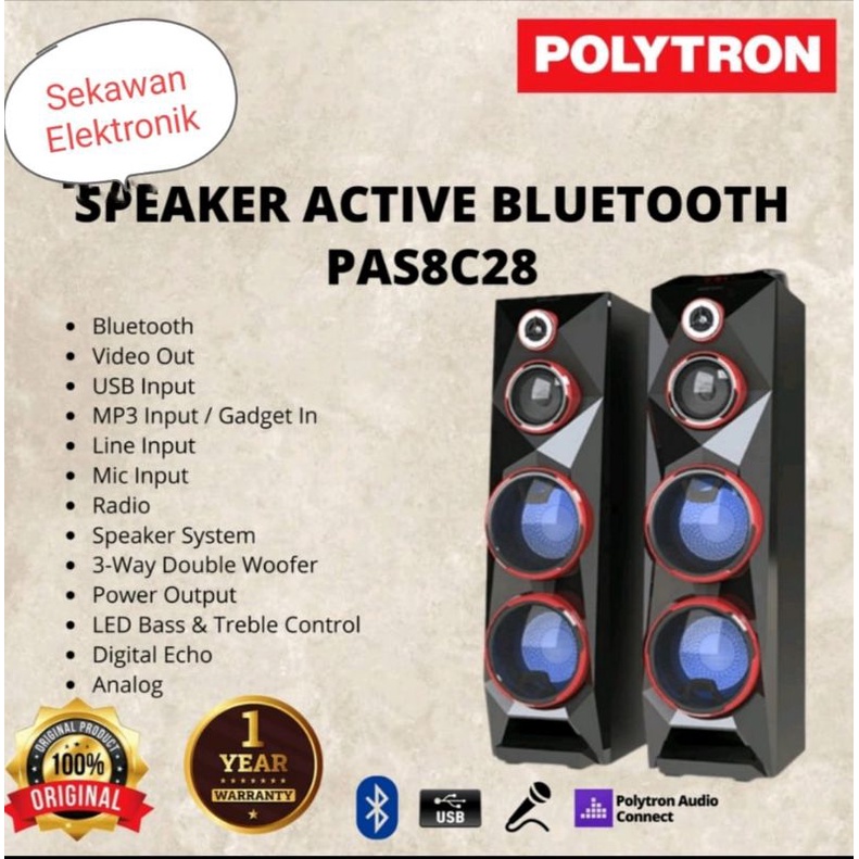SPEAKER AKTIF POLYTRON PAS 8C28/PAS-8C28/PAS8C28 USB BLUETOOTH