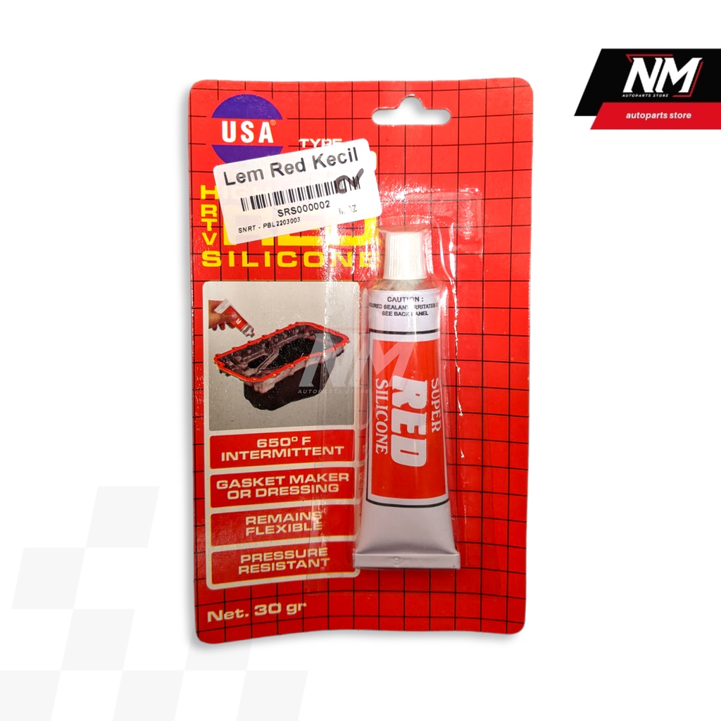 Lem Auto Sealer Merah USA Rtv Silicone Sealant Perpak Mesin Mobil Motor 30gr