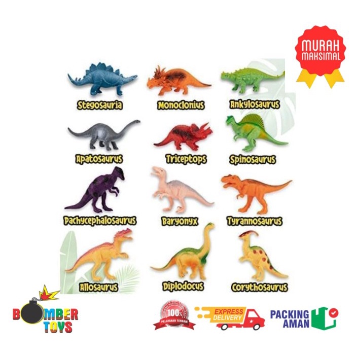 MAINAN ANAK KOLEKSI HAPPY WORLD ANIMAL DINOSAURUS MINIATUR EDUKASI TOY