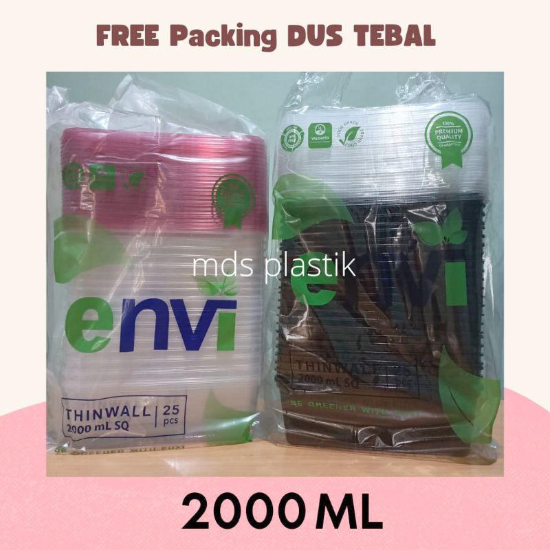 THINWALL ENVI PREEMIUM BLACK 2000ML / KOTAK PLASTIK ENVI
