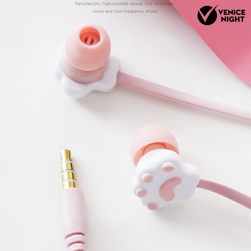 (VNEP) (Berkabel) Earphone Desain Cakar Kucing Kartun Lucu Headphone In-ear 3.5mm Universal untuk Ponsel