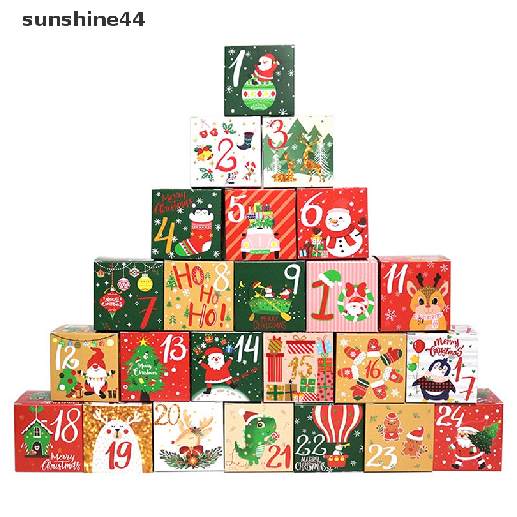 Sunshine Kalender Advent 24 Hari DIY Bahan Kertas Untuk Hadiah Natal Anak / Keluarga