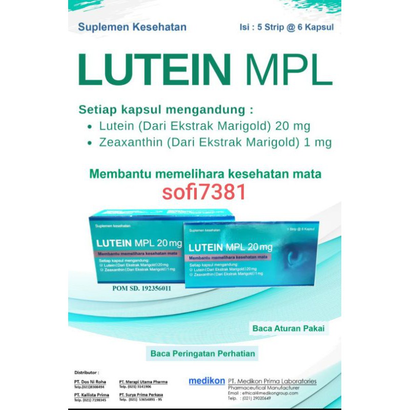 Lutein MPL 20mg Vitamin Mata