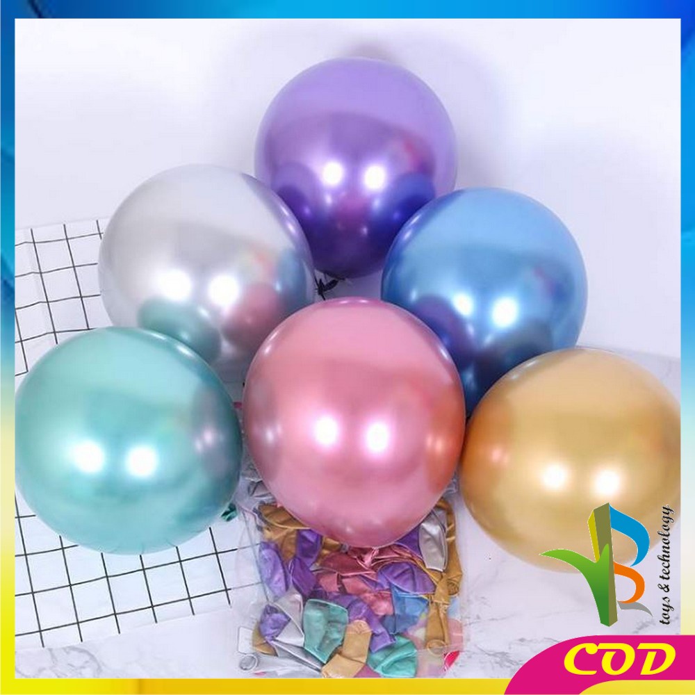 RB-C391 C393 Balon Latex Polos Tebal Metalik / Ballon Macaron Karet Latek Ulang Tahun / Balon Karet Warna Warni Ultah Helium