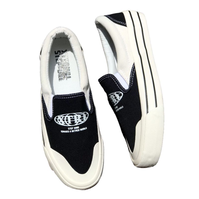 Sepatu XternalStepSure - Slip On Anastasia Globe Middle White List hitam