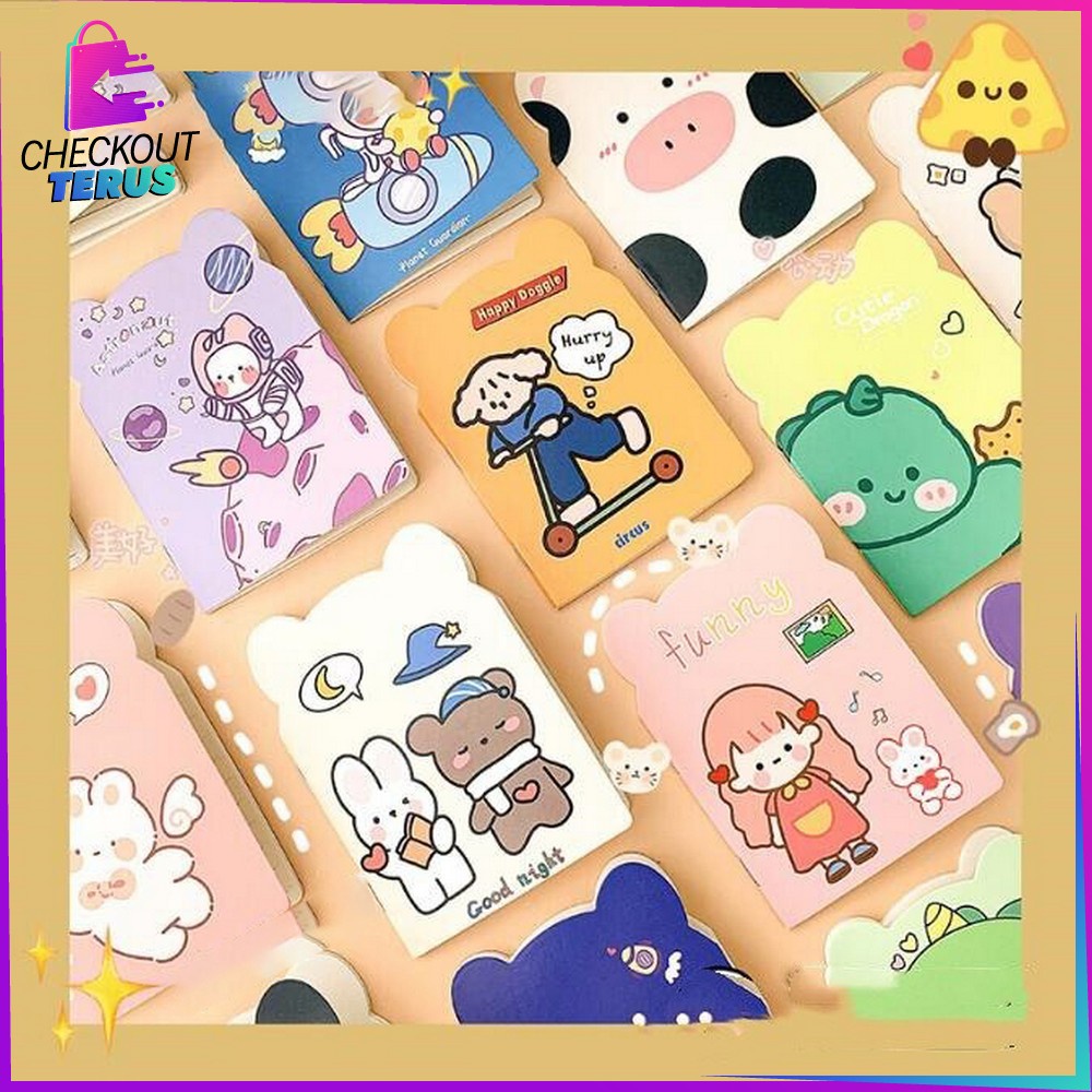 CT A40 Buku Tulis Memo Kecil Mini Motif Karakter Kartun Buku Catatan Kartun Berkuping Cartoon Note Book Portabel