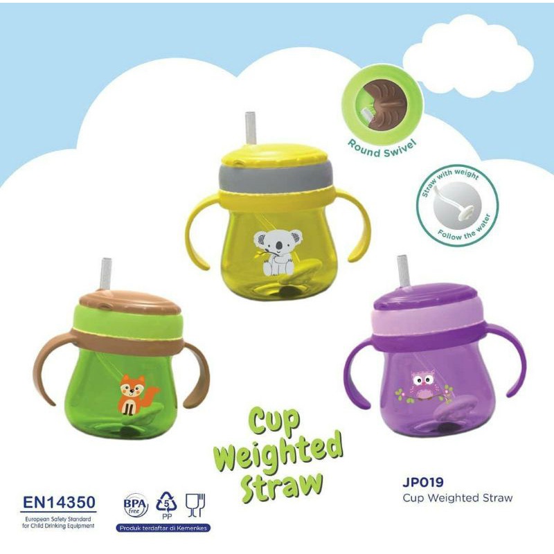 Gelas / Cangkir Minum BABY SAFE dengan sedotan berpemberat / Cup Weighted Straw 250ml