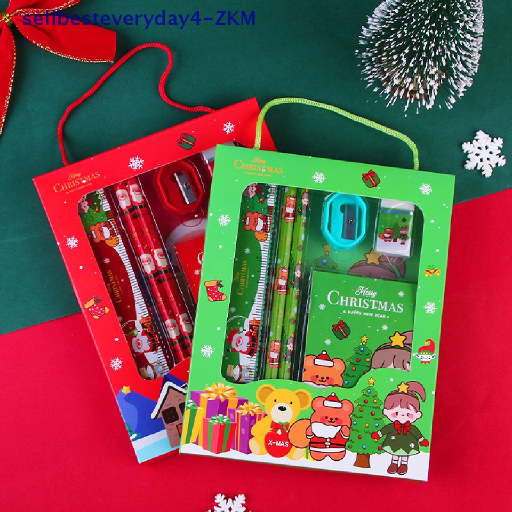 6pcs / Set Alat Tulis Motif Kartun Natal Untuk Hadiah Ulang Tahun Anak