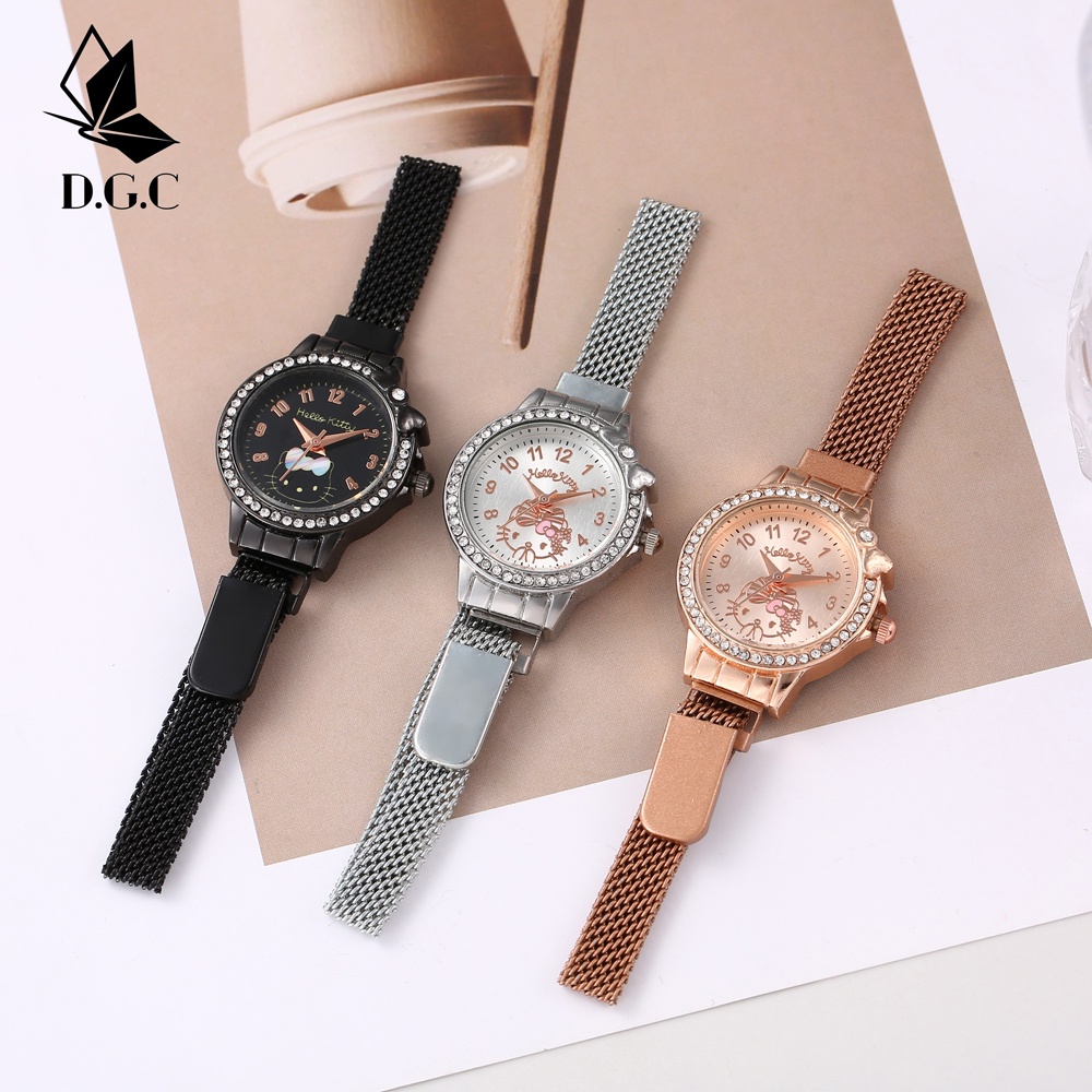 ✨DGC✨Jam Tangan hellokitty Jam Tangan Wanita Arloji Cewek Stainless Steel Kuarsa W15