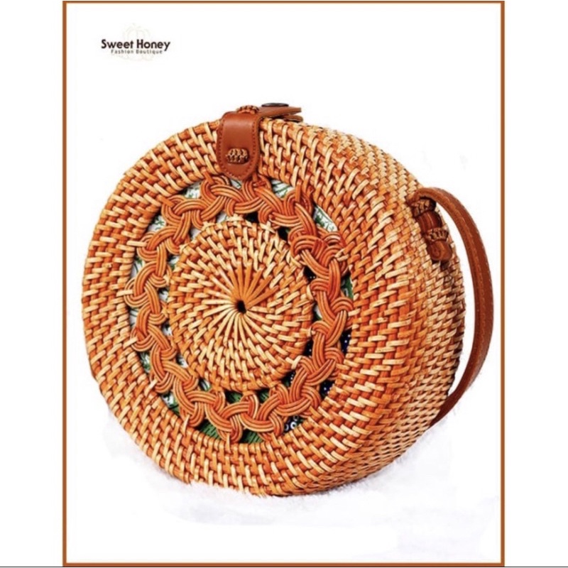 Tas Rotan Bulat Diameter 20cm